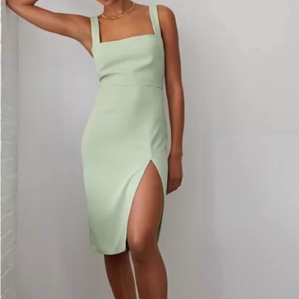 Aritzia Babaton 90s Slit Dress Mint Pastel Green 8